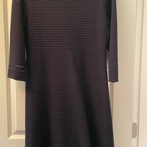 Tahari Black Ribbed Long-Sleeve Sweater Dress
